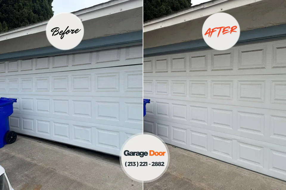 Before and after: garage door repair Fitchburg, WI